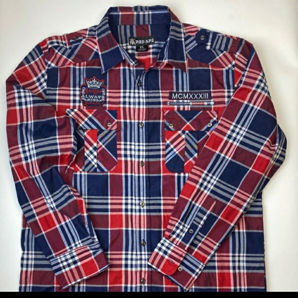 RED APE XL CASUAL BUTTON DOWN - Picture 4 of 7